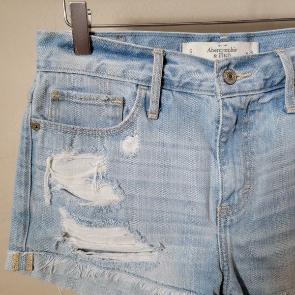 Abercrombie & Fitch Distressed Cutoff Denim Jean Shorts - Picture 3 of 14